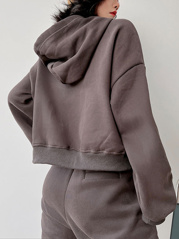 Casual Solid Color Loose Hoodies