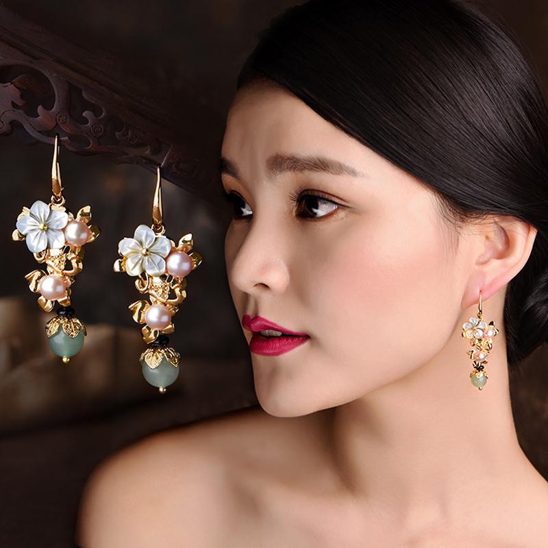 Ethnic Gold Plated Long Eardrop Earrings
