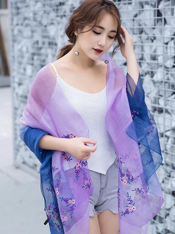 Gradient Mulberry Silk Shawl Scarf