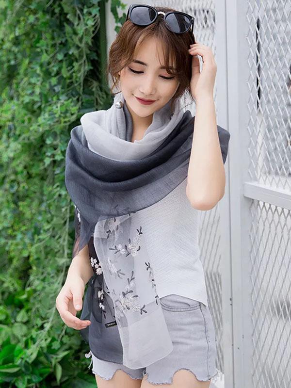 Gradient Mulberry Silk Shawl Scarf