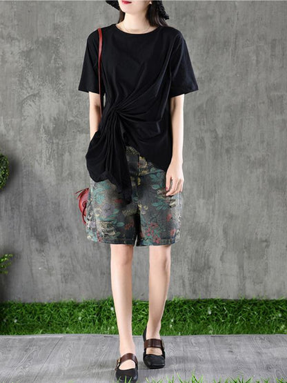 Cotton Asymmetric Solid T-Shirt