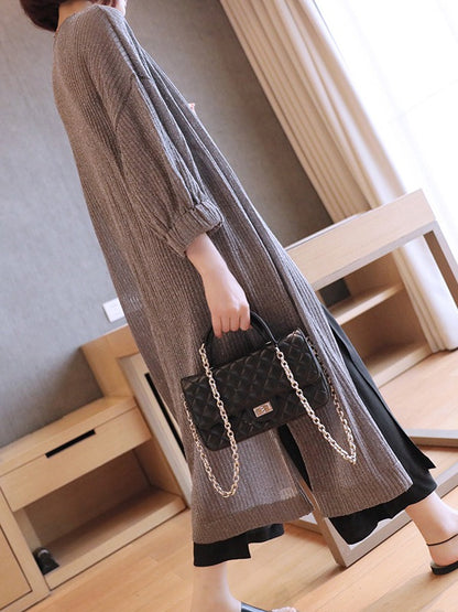 PLUS SIZE LOOSE KNITTING SPLIT-SIDE OUTWEARS
