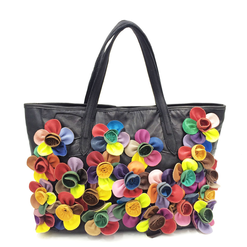 One shoulder messenger bag women's handbag color matching flower sheepskin bag