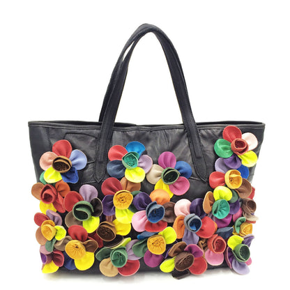 One shoulder messenger bag women's handbag color matching flower sheepskin bag