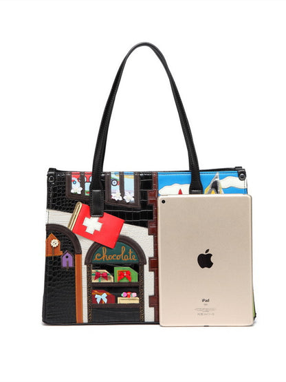 Swiss embroidery creative stitching contrast color crossbody bag