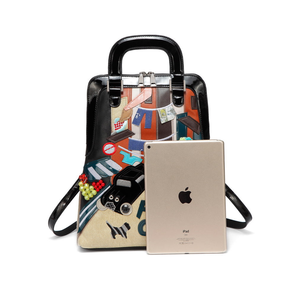 Casual creative mosaic car pattern backpack