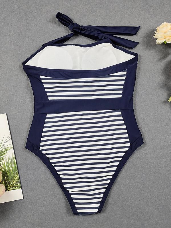 Strapless Splice One-Piece Swimwear