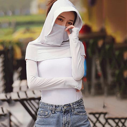 Solid Color Gauze Ice Silk Mask Multi-Functional Sunscreen Hat