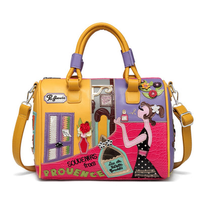 Creative Boston bag cartoon embroidery stitching bucket bag