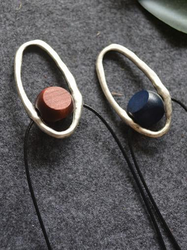 Laced Wooden Silver Combo Necklaces in Ancient Style
