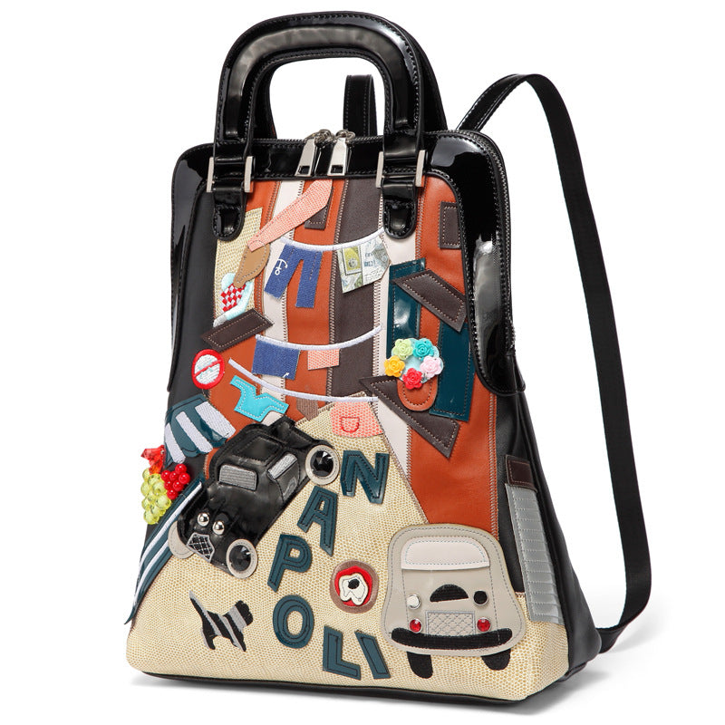 Casual creative mosaic car pattern backpack
