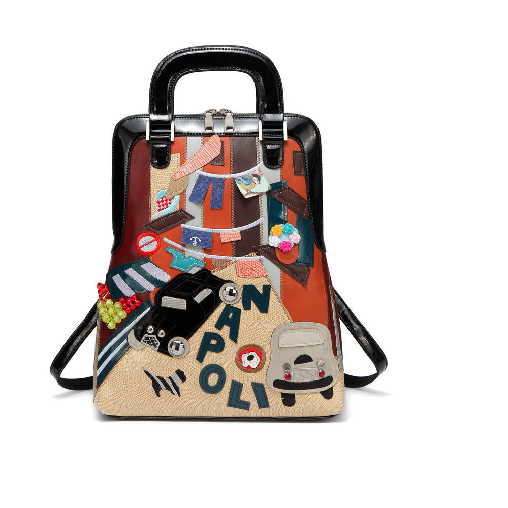 Casual creative mosaic car pattern backpack