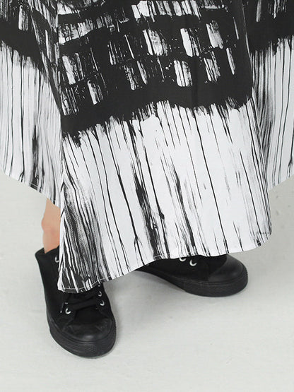Stylish Irregular Graffiti Printed Split-Joint Strap Dress
