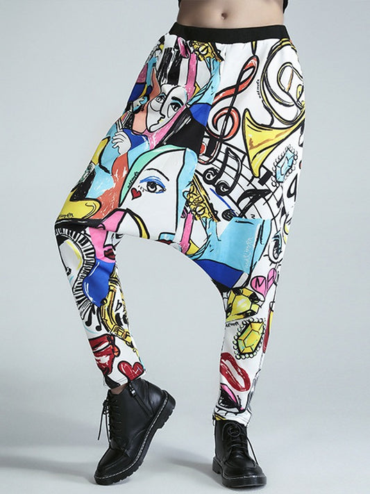 LOOSE COLORFUL PRINTING HAREM PANTS