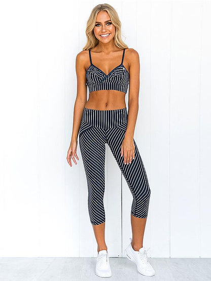Falbala Padded Gym Bra And Leggings Suits