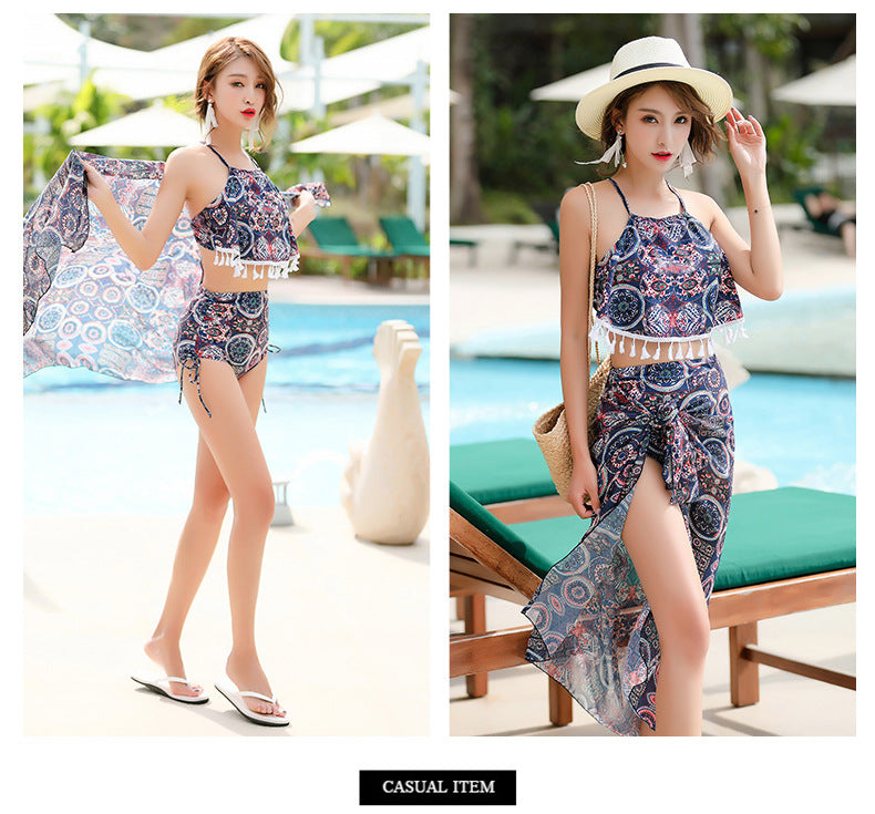 National style swimsuit belly slimming bikini three-piece swimsuit