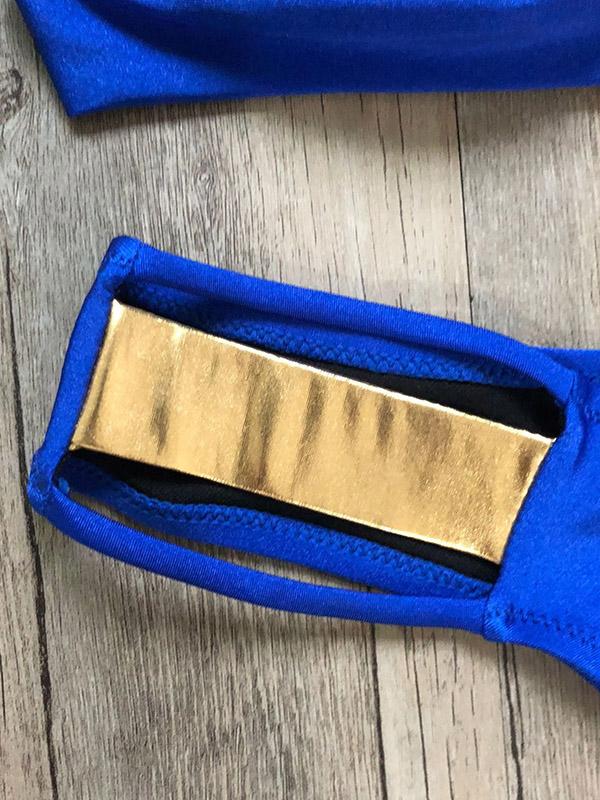 Solid Color Split-Joint Triangles Split Bikini Swimsuit