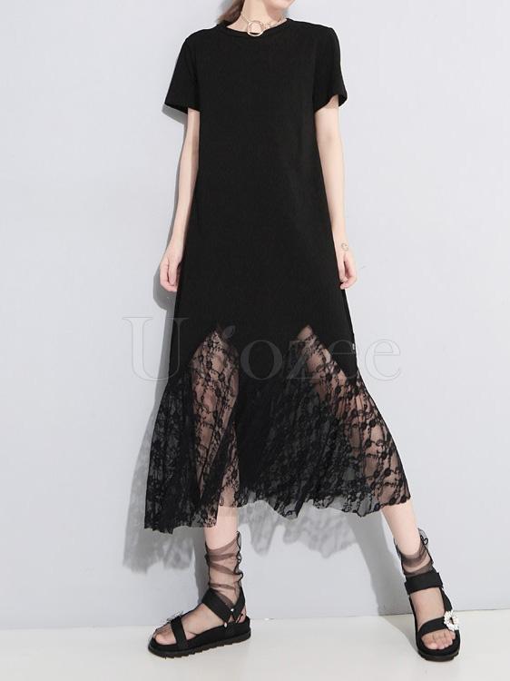 Lacy Angel's Wing Back Design Hollow Maxi Dress