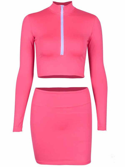 Sexy Long Sleeves Tee And Skirt Suits