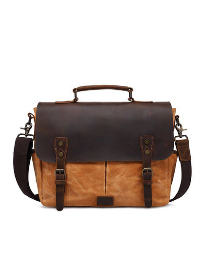 Retro Mad Horse Leather Oil Wax Hand-held Canvas SLR Camera Single Shoulder Bag