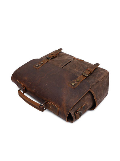 Retro Mad Horse Leather Oil Wax Hand-held Canvas SLR Camera Single Shoulder Bag