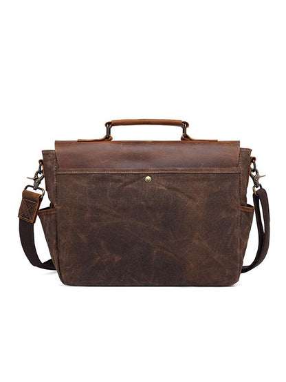 Retro Mad Horse Leather Oil Wax Hand-held Canvas SLR Camera Single Shoulder Bag