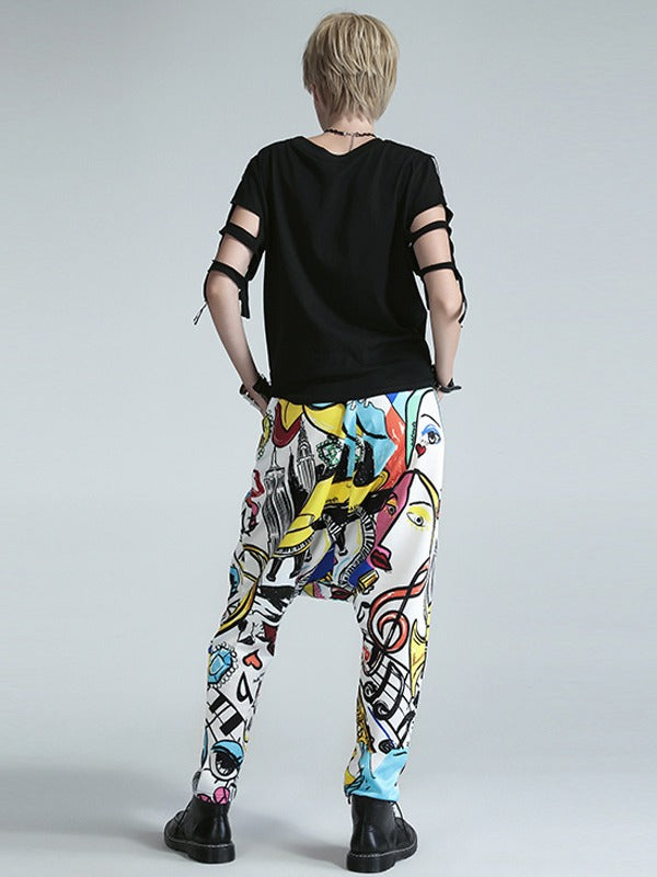 LOOSE COLORFUL PRINTING HAREM PANTS