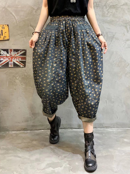 Vintage Loose Floral Printed Harem Jean Pants Bottoms