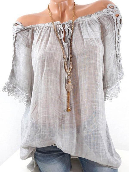 Chiffon Sexy Off-the-shoulder Ruffle Short Sleeves Blouse&shirt Tops