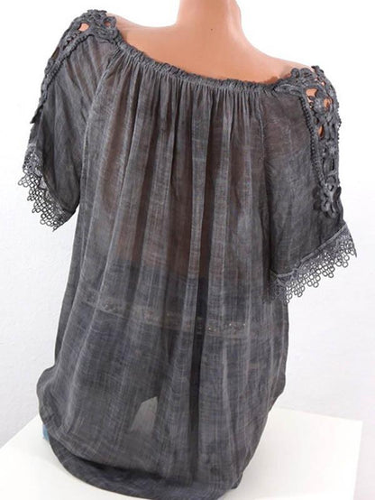 Chiffon Sexy Off-the-shoulder Ruffle Short Sleeves Blouse&shirt Tops