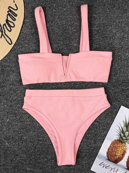 Bandeau With High Waist Bikini Set