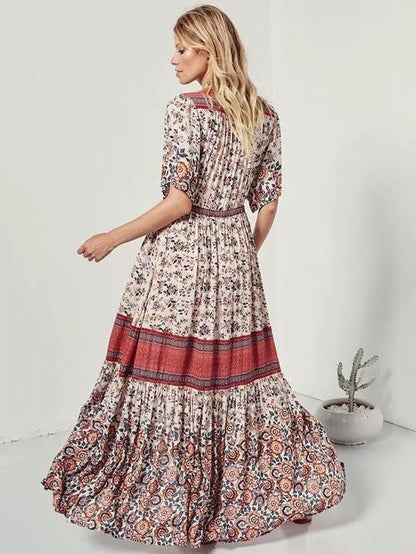 Printed Split-front Bohemia Maxi Dresses