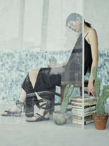 Simple Black Asymmetric Split-joint Long Dress