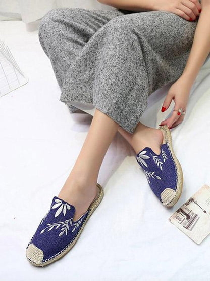 Line-soled Canvas Mules&Slides Shoes