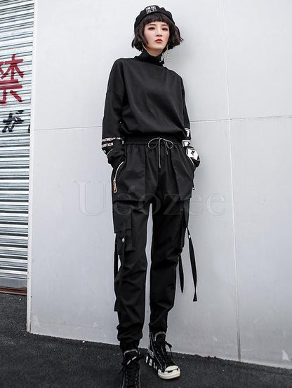 Casual Zipper Drawstring Overall Pants