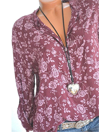V-neck Printed Blouses