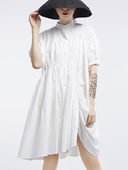 Asymmetric Lantern Short Sleeves Dress