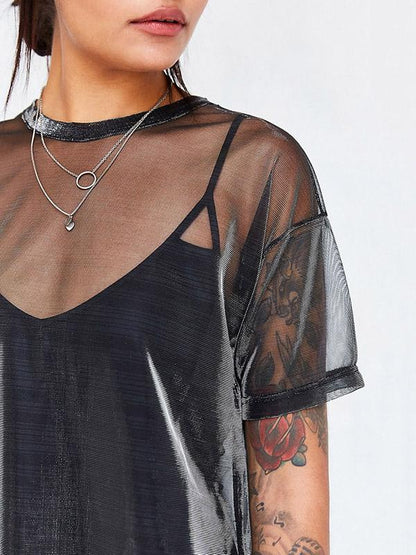 Casual See-through Gauze T-shirt
