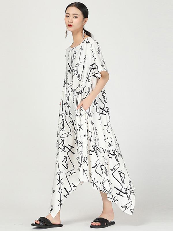 Literary Cropped Printed Long Dress