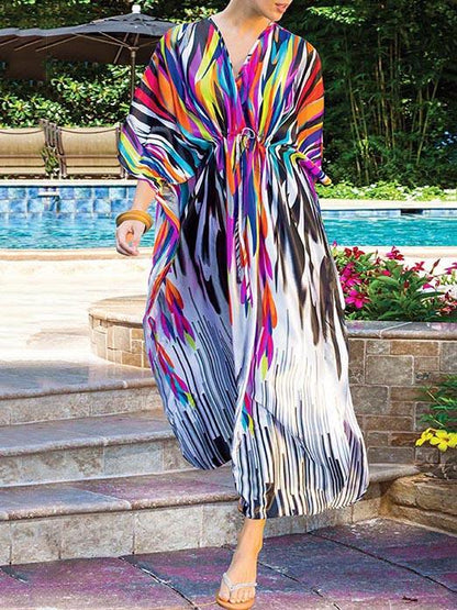 Plus Size Printed Vacation Beach Dress