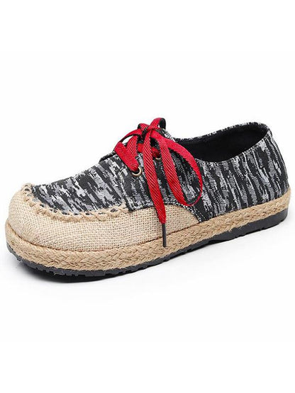 Canvas Lace-up Flat Shoes
