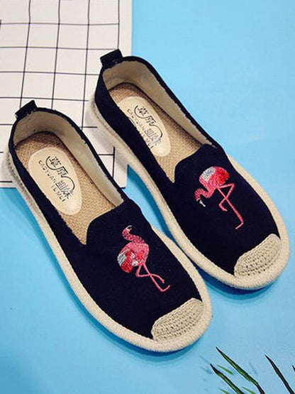 Embroidered Canvas Fisherman Flats