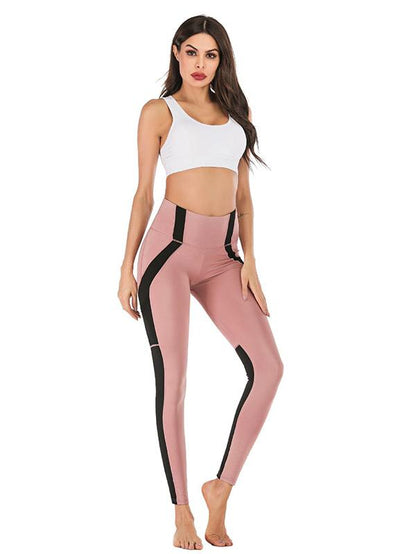 High Waist Color Stiching Workout Leggings