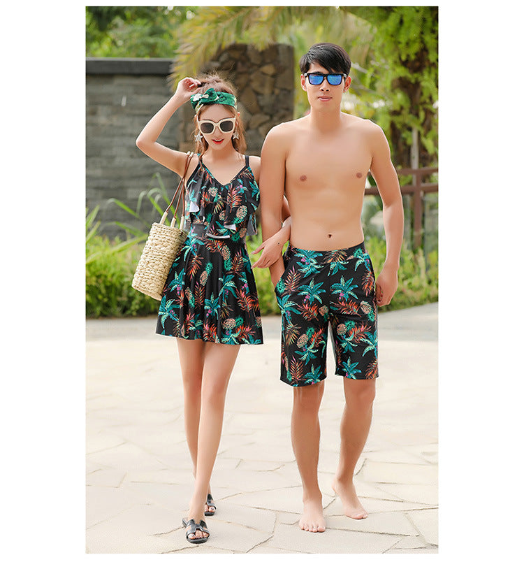 SWIMWEAR LADIES SPLIT BIKINI+ MEN BEACH PANTS COUPLE SWIMWEAR