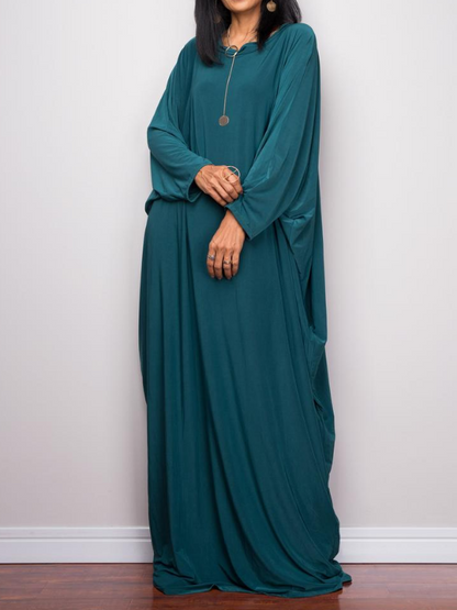 Casual Loose Round-Neck Long Sleeves Maxi Dress