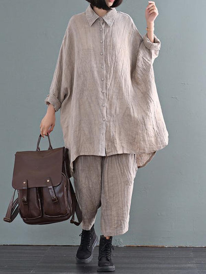 Casual Solid Linen Long Blouse