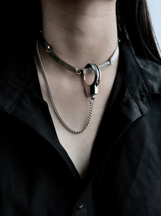 Cool Geometry Chain Handcuff Choker Necklace