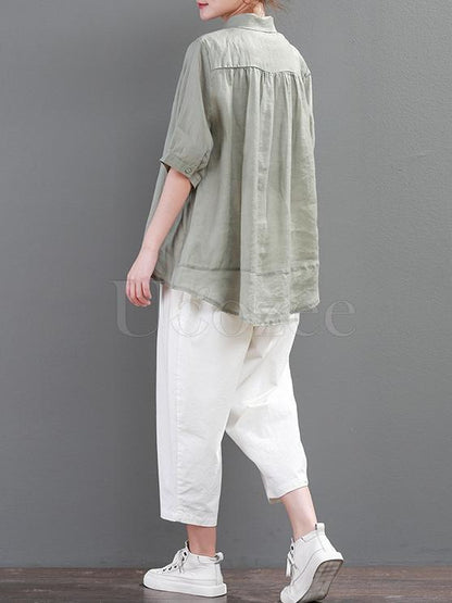 Retro Linen Hemline Tops