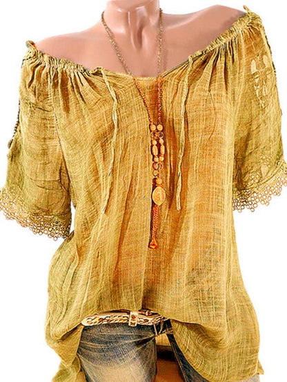 Chiffon Sexy Off-the-shoulder Ruffle Short Sleeves Blouse&shirt Tops