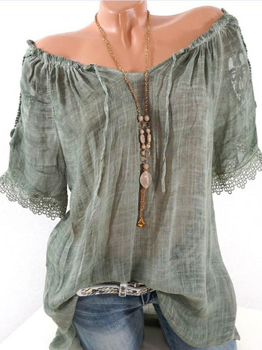 Chiffon Sexy Off-the-shoulder Ruffle Short Sleeves Blouse&shirt Tops